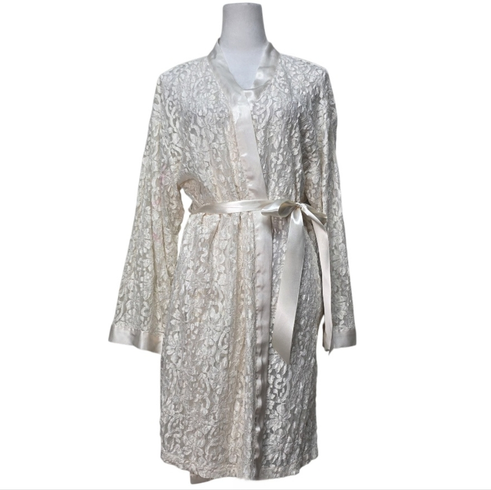 3/$15 Kathie Lee Beige Cream Lace Robe Size XL